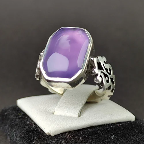 انگشترنقره عقیق سوسنی یمنی اصل هشت گوش رکاب دست ساز صفوی