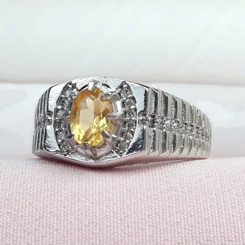 انگشتر نقره سیترین رکاب اسپرت