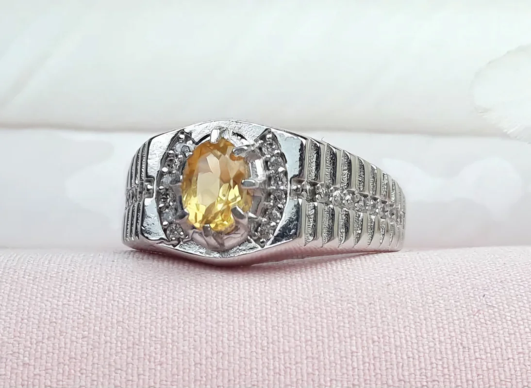 انگشتر نقره سیترین رکاب اسپرت