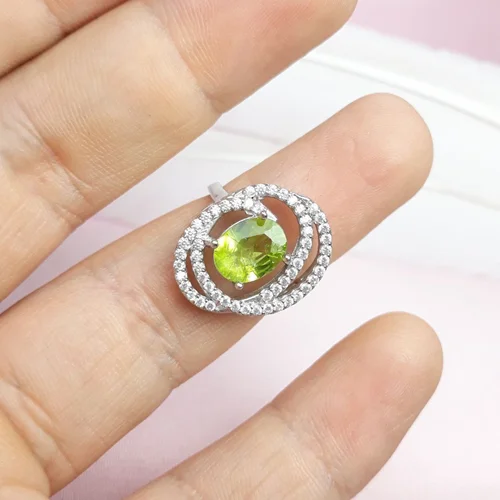 انگشترنقره زبرجد زنانه روکش آب رادیوم