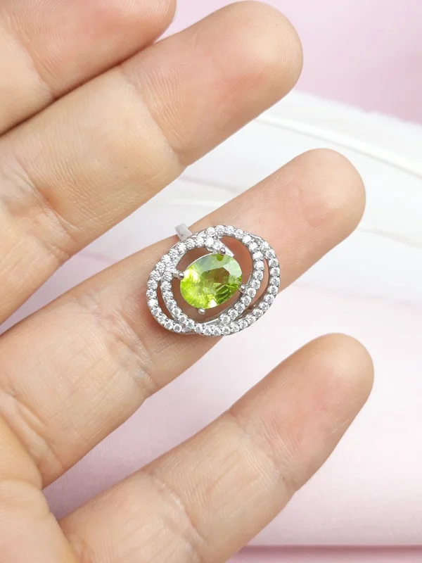 انگشترنقره زبرجد زنانه روکش آب رادیوم