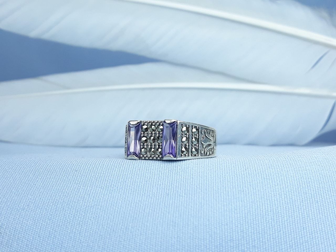 انگشتر نقره اسپرت طرح آماتیس رکاب ماشینی