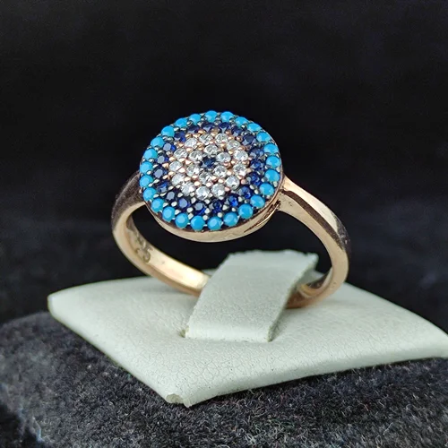 انگشترنقره جواهری میکرو طرح چشم نظر