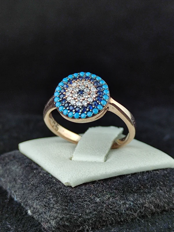 انگشترنقره جواهری میکرو طرح چشم نظر