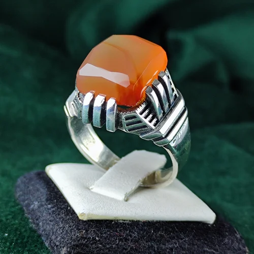 انگشتر نقره عقیق یمنی اصل رکاب فیلی