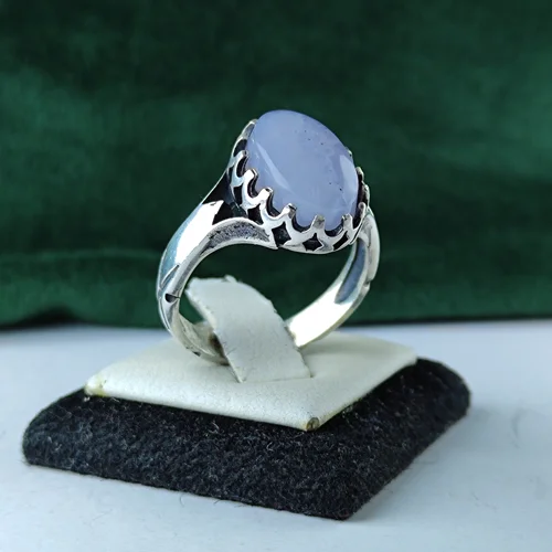 انگشتر نقره عقیق یمنی کبود اصل رکاب صفوی چنگی