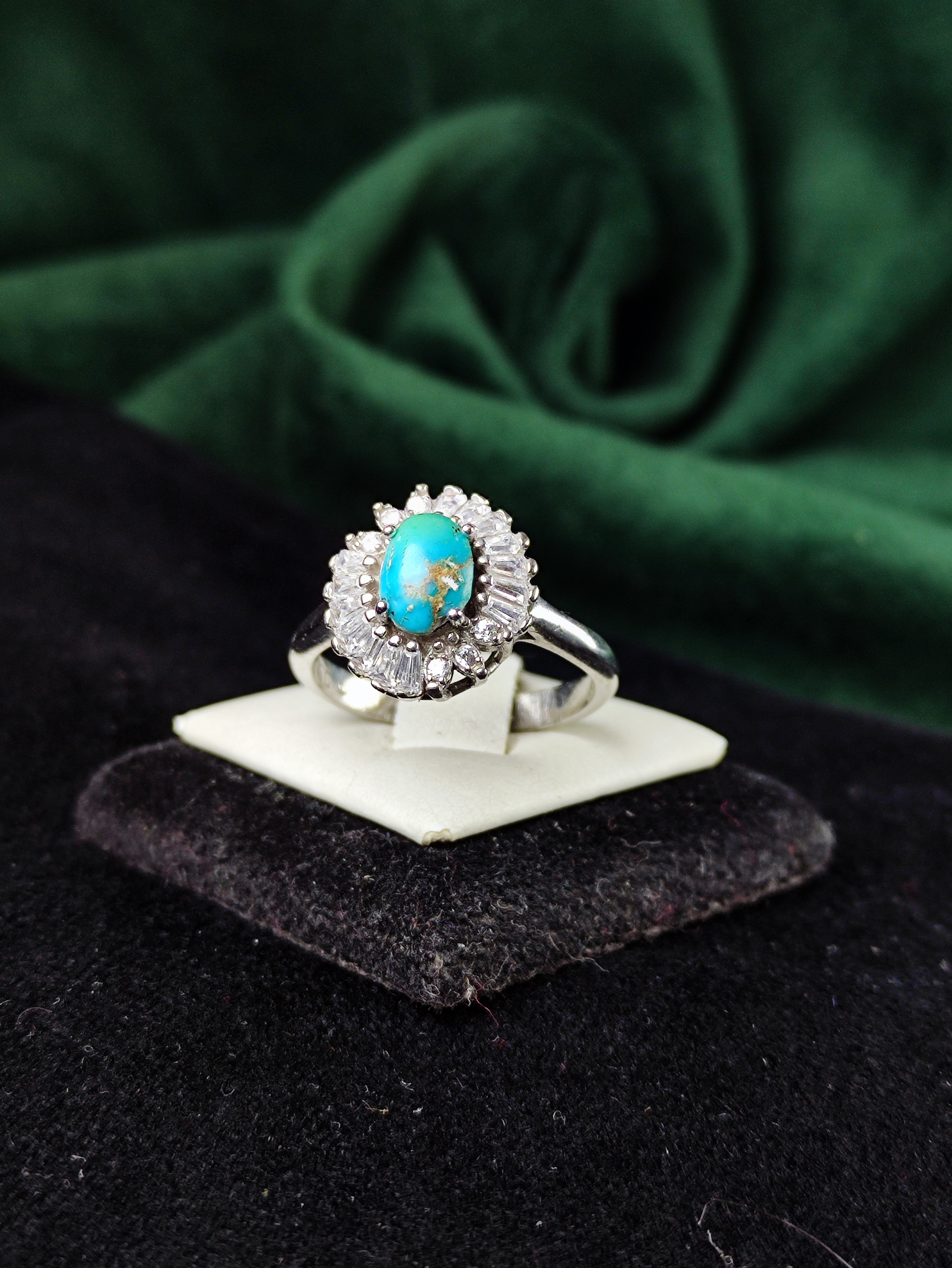 انگشتر نقره جواهری فیروزه نیشابوری اصل زنانه