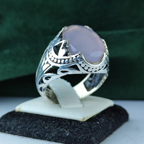 انگشتر نقره عقیق یمنی کبود اصل  رکاب فیلی چنگی