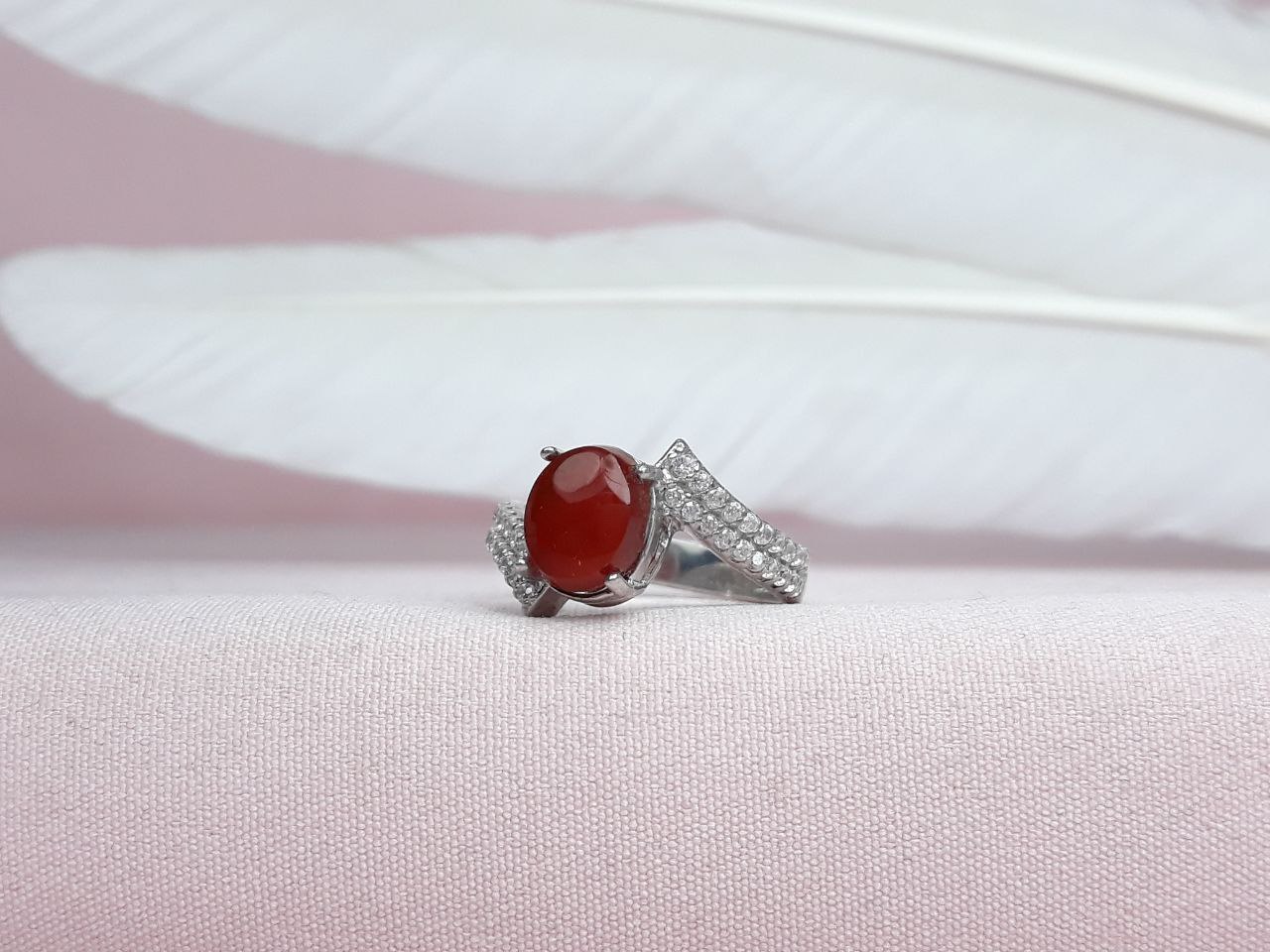 انگشتر نقره عقیق یمنی رکاب ماشینی روکش اب رادیوم زنانه