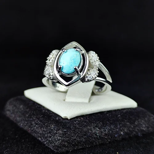 انگشتر نقره جواهری فیروزه نیشابوری اصل