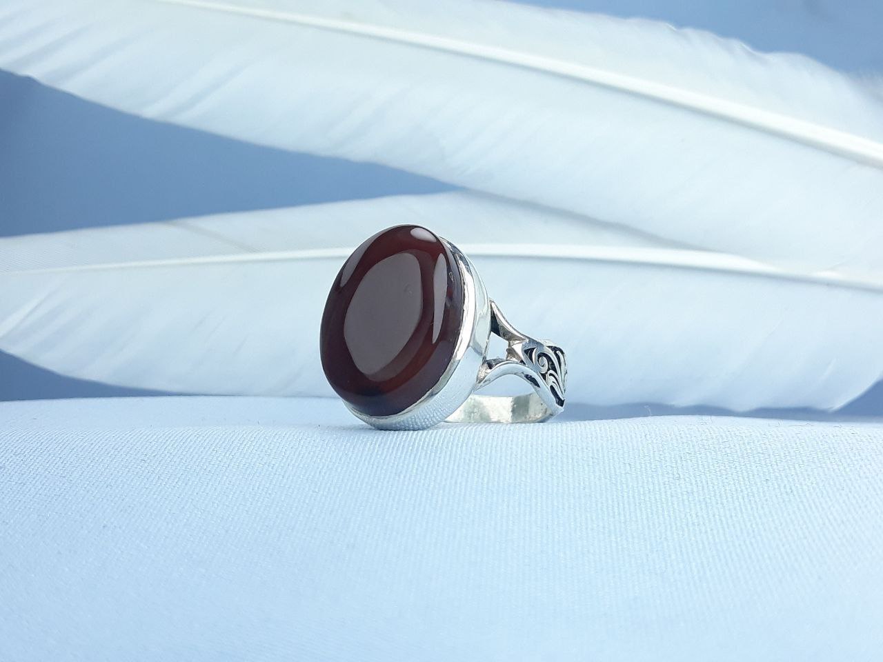 انگشتر نقره عقیق سرخ یمنی اصل رکاب ماشینی