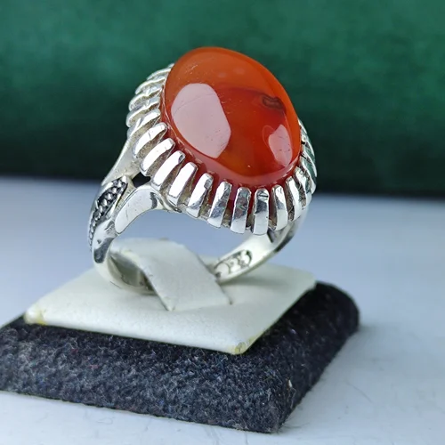 انگشتر نقره عقیق یمنی اصل رکاب صفوی چنگی