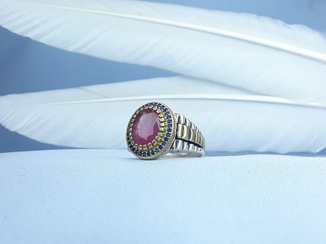 انگشتر نقره یاقوت سرخ  رکاب ماشینی