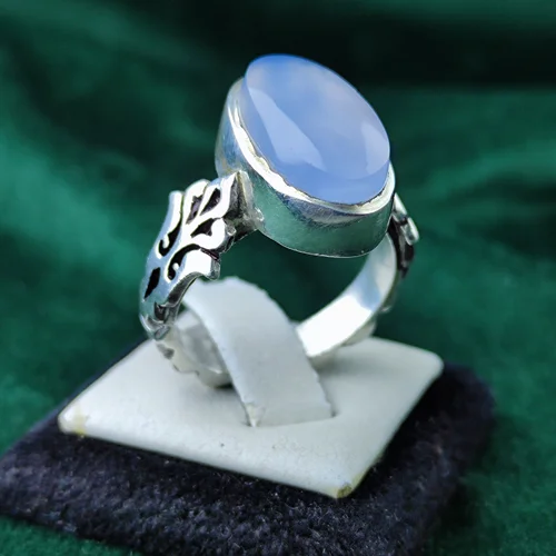 انگشتر نقره عقیق یمنی کبود رکاب صفوی دست ساز