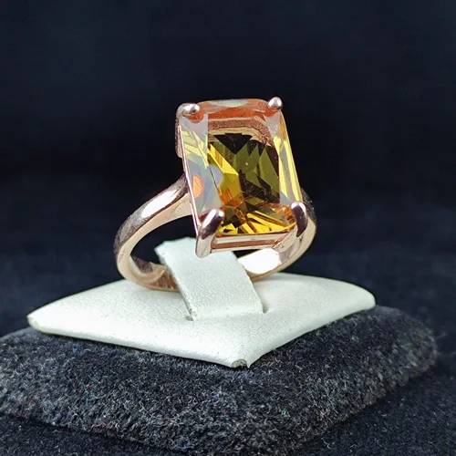 انگشتر نقره الکساندریت اصل زنانه آبکاری رادیوم رزگلد