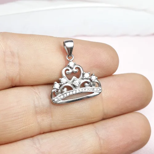 مدال نقره طرح تاج فانتزی تایلندی روکش آب رادیوم