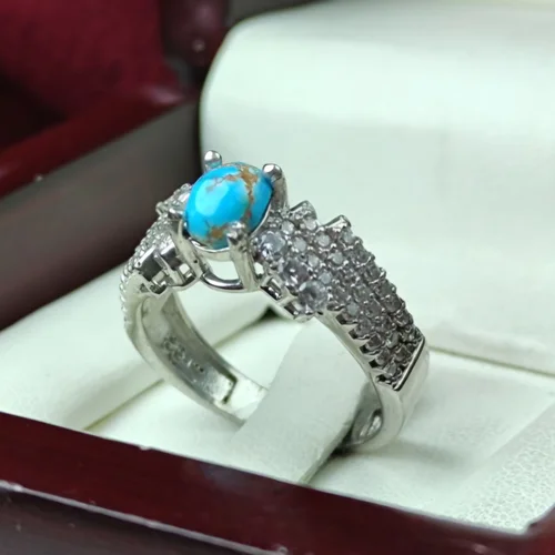 انگشترنقره زنانه فیروزه نیشابوری اصل