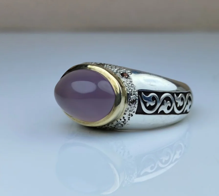 انگشتر نقره عقیق سوسنی یمنی اصل رکاب دست ساز تاج برنجی