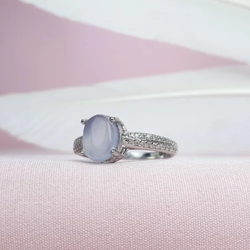 انگشترنقره عقیق کبود یمنی اصل زنانه روکش آب رادیوم