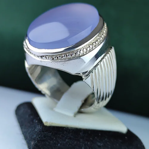 انگشتر نقره عقیق یمن کبود اصل  رکاب فیلی دست ساز