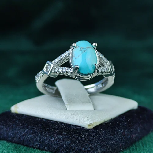 انگشتر نقره جواهری فیروزه نیشابوری اصل