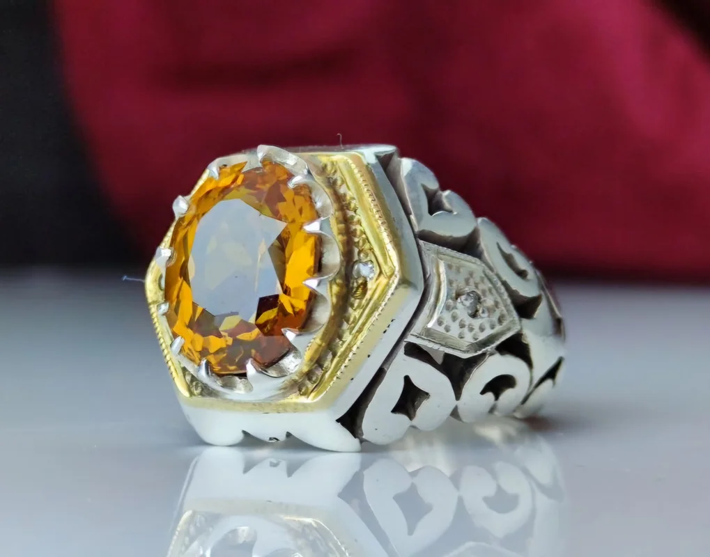 انگشتر نقره الکساندریت اصل رکاب دست ساز مخراج برلیان