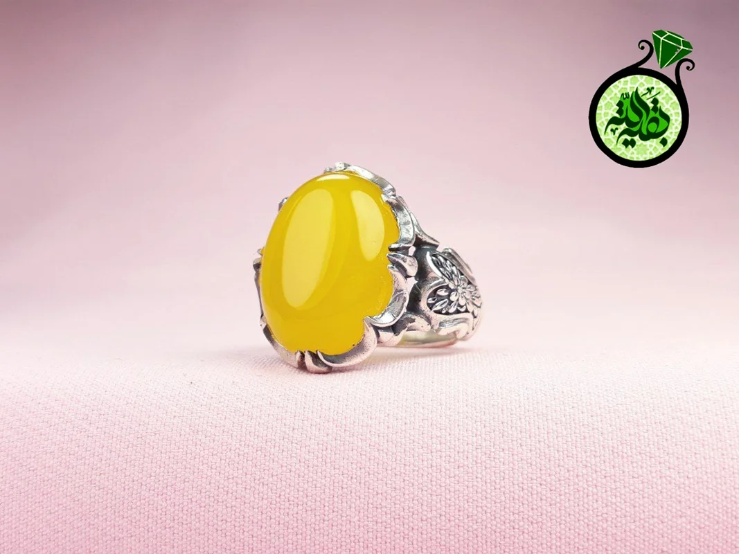 انگشترنقره عقیق زرد شرف الشمس اصل(دعای شرف الشمس)۱۵×۲۰