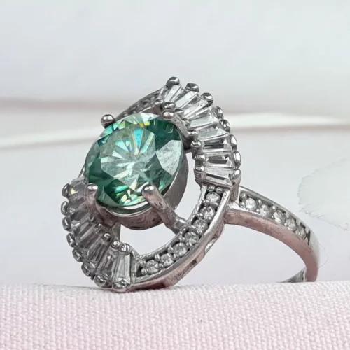 انگشتر نقره موزانایت الماس روسی اصل زنانه