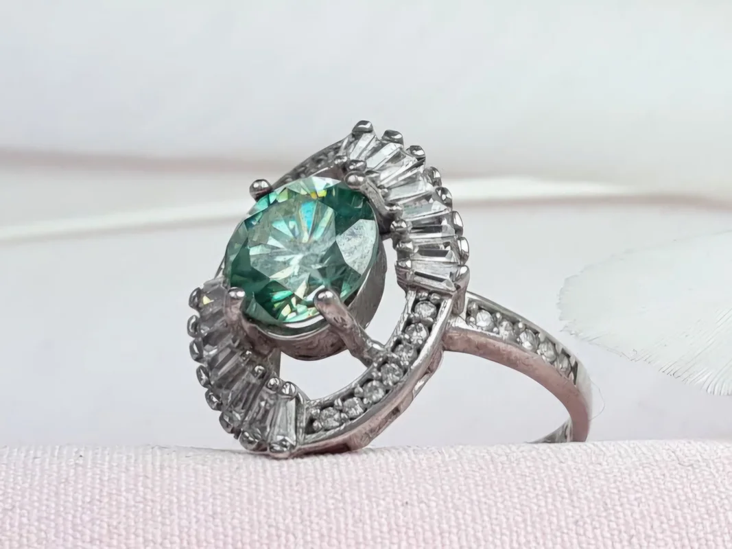 انگشتر نقره موزانایت الماس روسی اصل زنانه