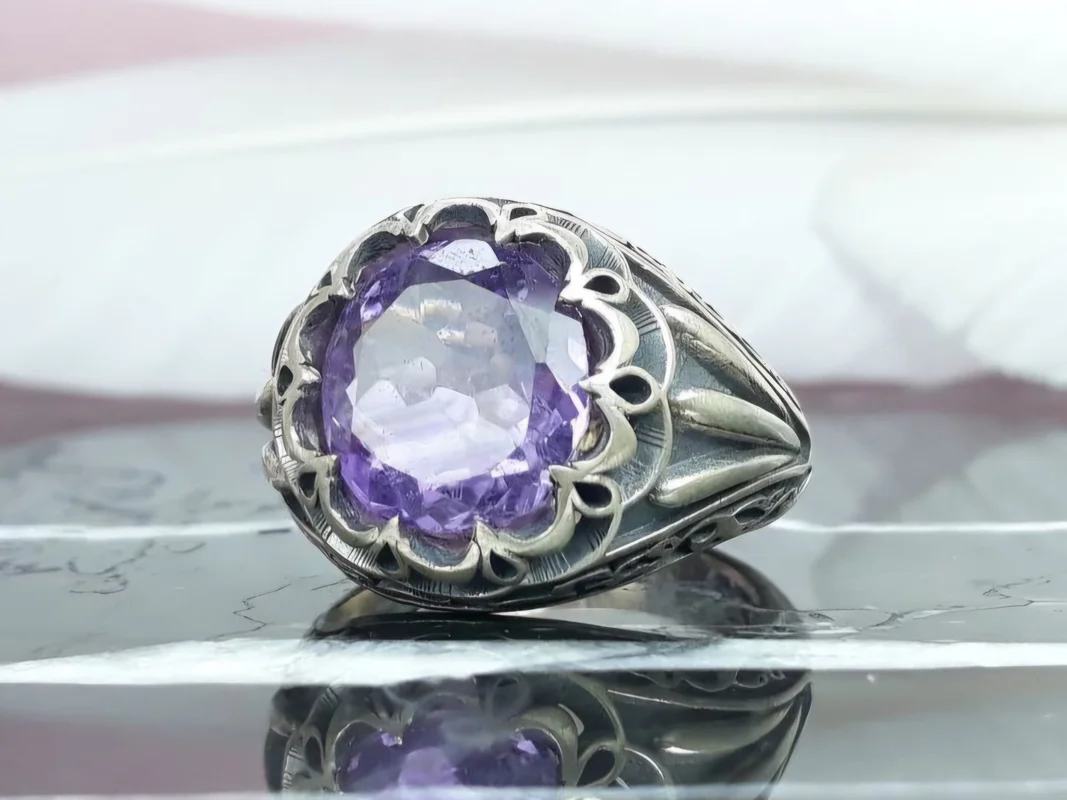 انگشتر نقره آماتیس بنفش