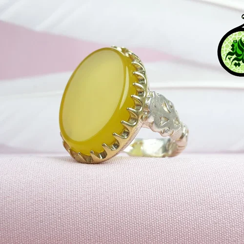 انگشتر نقره عقیق زردشرف الشمس اصل(مزین به دعای شرف الشمس)سایز ۱۸×۲۵