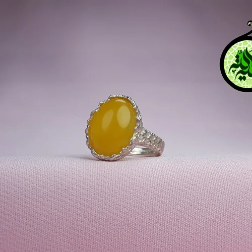 انگشترنقره عقیق زرد شرف الشمس اصل (دعای شرف الشمس) سایز۱۲×۱۰
