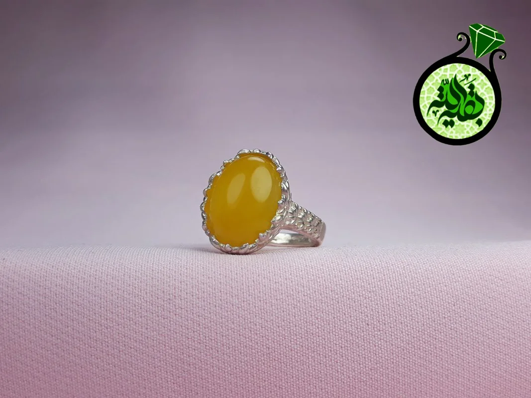 انگشترنقره عقیق زرد شرف الشمس اصل (دعای شرف الشمس) سایز۱۲×۱۰