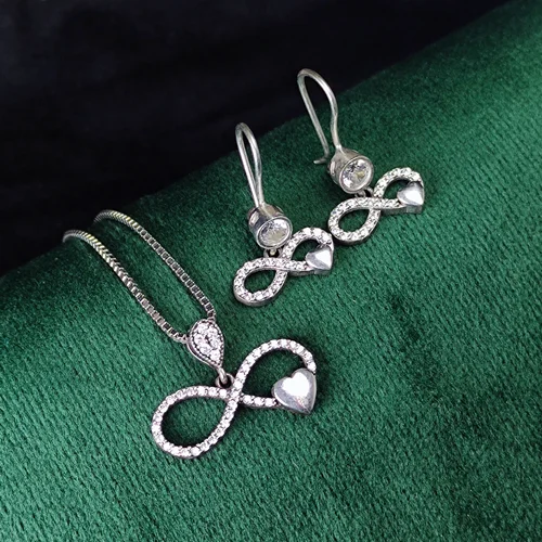 نیم ست نقره جواهری میکرو طرح بی نهایت