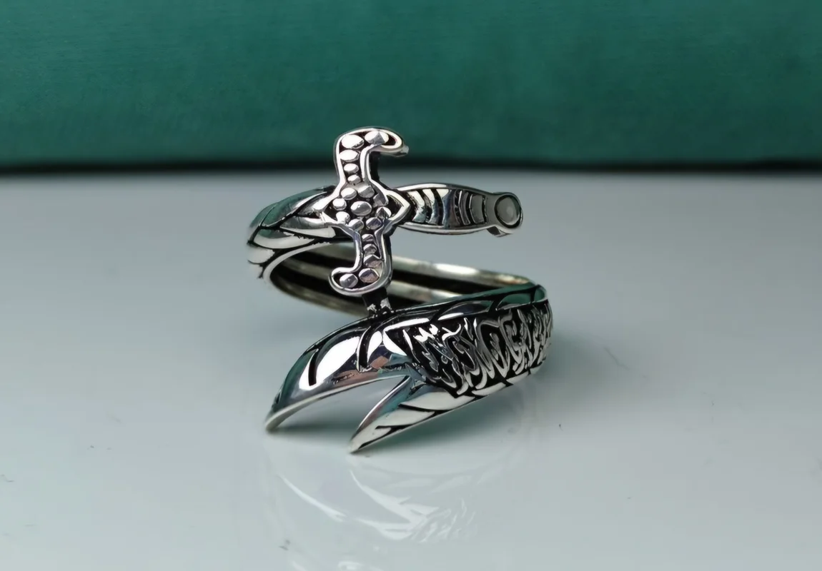 انگشتر نقره شمشیر ذوالفقار رکاب سیاه قلم ترک