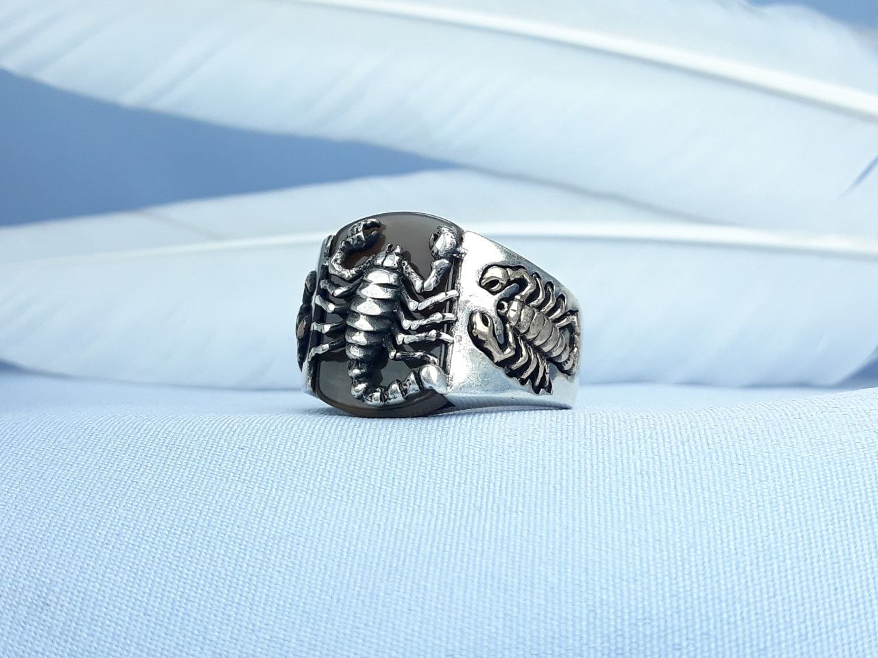 انگشتر نقره اسپرت طرح عقرب  رکاب ماشینی