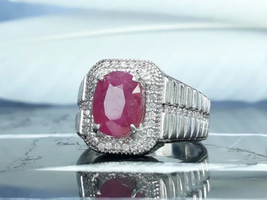 انگشتر نقره یاقوت سرخ روکش اب رادیوم