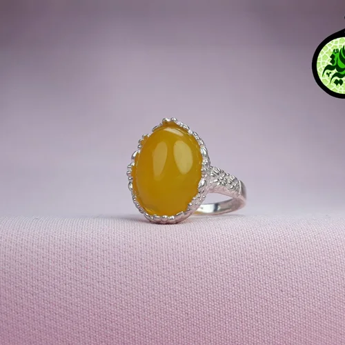 انگشترنقره عقیق زرد شرف الشمس اصل (دعای شرف الشمس) سایز۱۸×۱۳