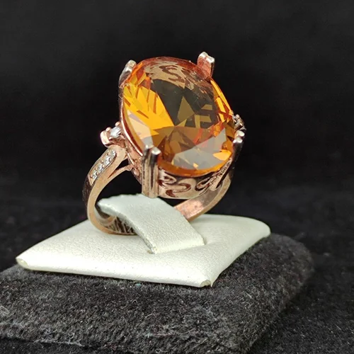 انگشترنقره جواهری الکساندریت اصل زنانه آبکاری رادیوم رزگلد