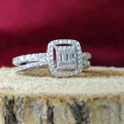 حلقه نقره زنانه سولیتر آب رادیوم ترک