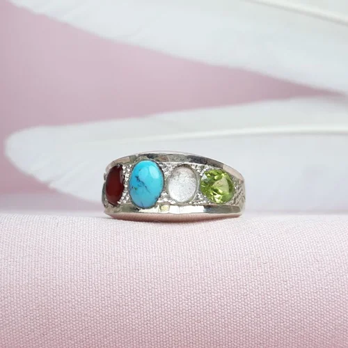 حلقه ۵ نگین رکاب دست ساز