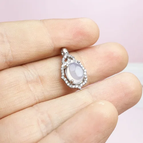 مدال نقره زنانه عقیق یمنی کبود روکش ابرادیوم