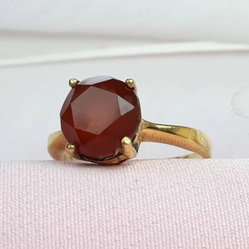 انگشتر نقره عقیق سرخ یمنی زنانه اصل آبکاری طلایی