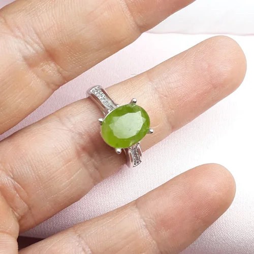 انگشترنقره زبرجد زنانه روکش آب رادیوم