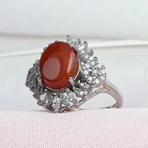 انگشتر نقره عقیق یمنی سرخ زنانه اصل