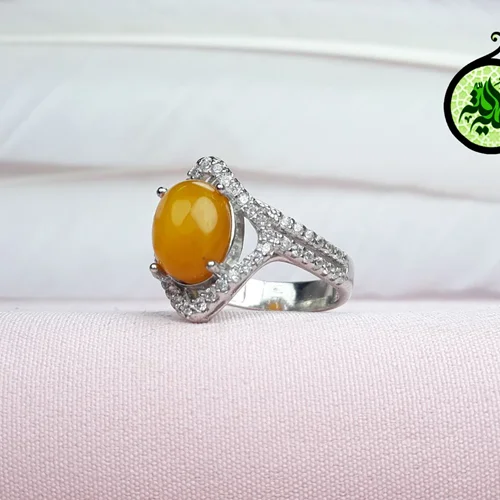 انگشترنقره عقیق زرد شرف الشمس اصل زنانه(دعای شرف الشمس) روکش ابرادیوم