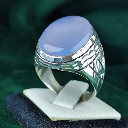 انگشتر نقره عقیق یمنی کبود اصل رکاب فیلی دست ساز