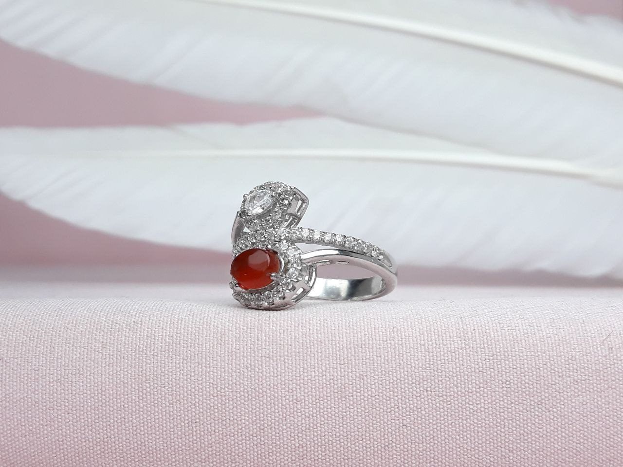 انگشتر نقره عقیق یمنی رکاب ماشینی روکش اب رادیوم زنانه