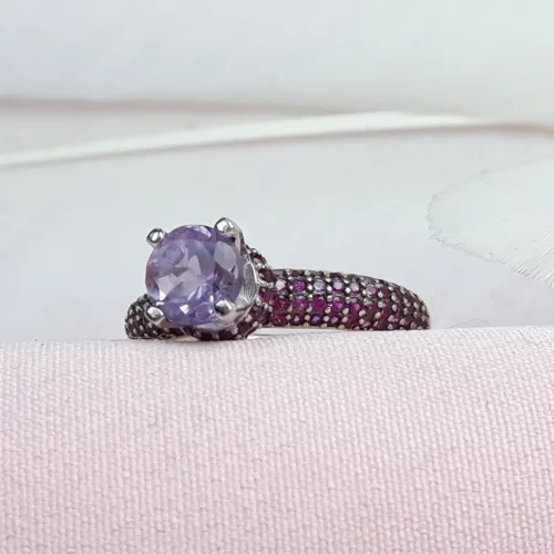 انگشتر نقره آماتیس زنانه اصل رکاب تایلندی