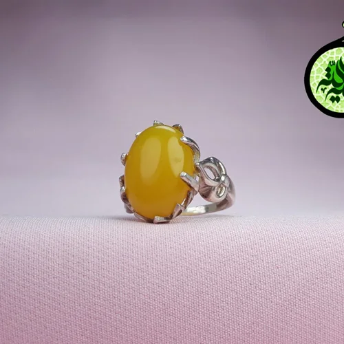 انگشترنقره عقیق زرد شرف الشمس اصل (دعای شرف الشمس) سایز۱۸×۱۳